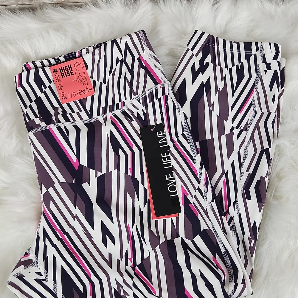 NWT, Love, Life, Live, Women's Multicolor yoga pants7/8 Length high rise, Sz L/G - Picture 5 of 9